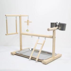 앵무새 버드 스탠드 사다리 그네 포함 반려조 놀이터 원목 횃대