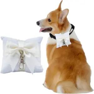 DELORIGIN 개 링 베어러 웨딩 베개 목걸이를 위한 걸쇠가 달린 쿠션 약혼 제안 반려동물 액세서리 시상식