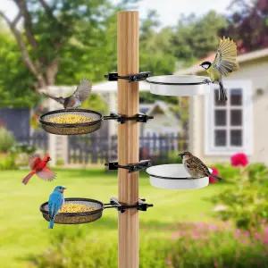 울타리 나무 데크 실내 및 실외에 설치된 난간 기둥용 조류 공급기 물그릇 메쉬 사료 트레이가 있는 목욕
