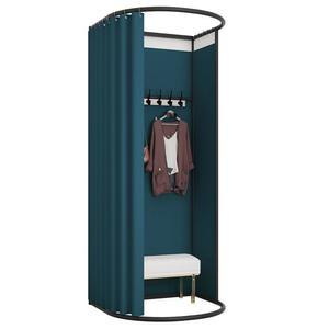 커튼탈의실 레일 조립식 옷가게 간이탈의실 80x80cm 피팅룸 그린 행거 커튼봉