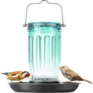 야외용 킹야드 유리 조류 급수기 16온스 정원 울타리 장식용 금속 걸이가 있는 벌새 카디널 블루버드 핀치
