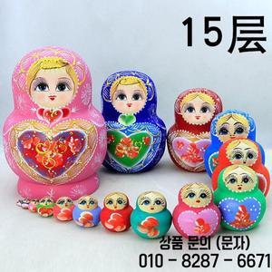 15겹 마트료시카 인형으로 장식된 베이스우드로 페인트된 하얼빈 만주리 관광 기념 축제 설날 선물 장난감