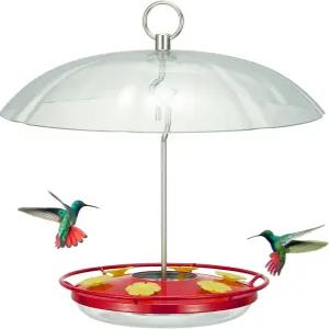 레인 가드 돔이 있는 킹야드 12온스 벌새 모이통 야외 걸이용 누수 방지 접시 넥타 내장형 개미 해자 및