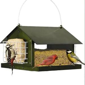 야외 행잉을 위한 솔루션4Patio 새 모이통 올 메탈 더블 스위트 케이크 및 대용량 핀치 카디널