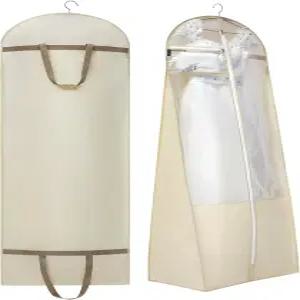 70인치 신부 웨딩 드레스 가방 롱 가운 여행용 의류 프롬 이브닝 페티코트(15.7인치 거셋 포함) (BEIGE)