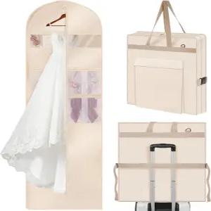 TANGKA 업그레이드 버전 72인치 웨딩드레스 의류 가방 여행 12인치 가제트 및 액세서리 포켓이 있는 퍼프