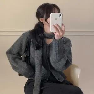 5컬러 여성 러블리 데이트룩 스카프 니트 가디건