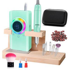 45000RPM 전기 네일 드릴 전문 배터리 2개 매니큐어 파일 2000mAh 13개 비트 드릴 충전식 머신