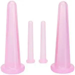 Yxinjy 4Pcs 핑크 미니 마사지 컵 세트 실리콘 페이셜 얼굴 도우미 피부 관리 도구 목 뒤 눈 사용 안전