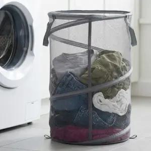 ( )접이식 빨래 세탁 바구니 거치형 통기성 메쉬 의류 보관용 접이식
