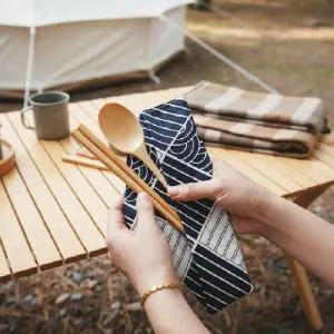 위생적인 휴대용 수저집 파우치 캠핑 식기 보관함 커트러리 케이스 세트