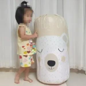 ( )곰돌이 1개 겨울 이불 계절 옷 의류 조리개 보관 파우치 큰 주머니 보관팩 가방 캠핑
