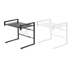 (색상 블랙)조절 가능한 조립식 전자레인지 선반 주방 정리대 수납 솔루션 다용도 트레이 소품 수납장