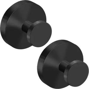 샤워용 석션 컵 후크 욕실용 노드릴 타월 로브 유리문 거울 및 타일 2팩 매트 블랙 - 수건 목욕 가운