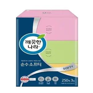 깨끗한나라 소프티 각티슈 250매3입 x 1팩 x2SET(SH) (46607647)