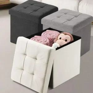 수납 접이식 사각 정리함 스툴 의자 보조 낮은