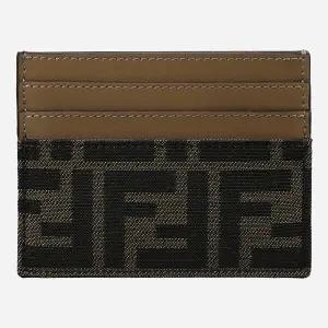 6S 8M0445 A98P F0A6E FF 자카드 패브릭 카드 케이스 브라운