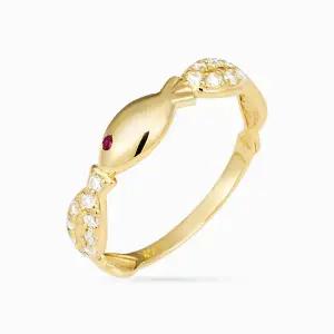 [모아르]14K 델보 물고기 큐빅 반지