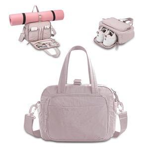 eAj 여성용 질라칼리 미니 체육관 가방, 젖은 주머니와 신발 수납공간이 있는 여행용 더플백, 가벼운 휴대용 주말 더플, 방수 기능, 스포츠용, 요가, 댄스, 핑크