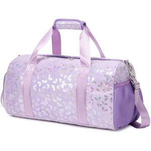 eAj 소녀용 댄스백 여아용 소프트 플러피 여행 더플백 여아용 스포츠 짐백 발레백 신발 수납공간이 있는 방수 오버나이트 슬립오버