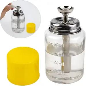 FERCAISH 110ml 1터치 투명 유리병 측정 저울이 있는 전문 유리 펌프 디스펜서 병 매니큐어 리무버 알코올