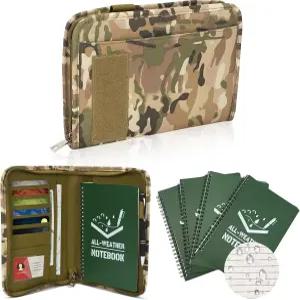 CUGBO 7PC 방수 노트북 세트 지퍼가 달린 전술 육군 군용 패드폴리오 정리함 5pc 전천후 탑 스파이럴 A5