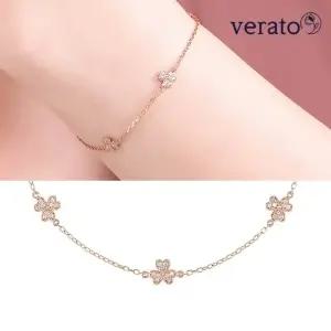 베라토 14K 트윙클 하트 세잎 클로버 팔찌
