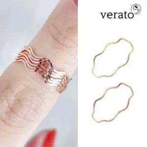 베라토 14K 물결 웨이브 레이어드링 실반지