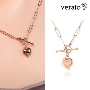 베라토 14K 통통 하트 토글바 목걸이