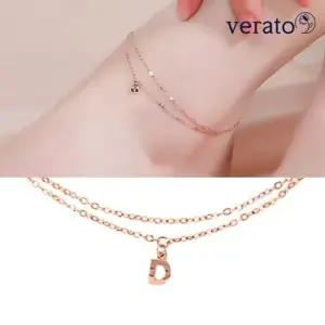 베라토 14K 레고 심플 이니셜 두줄 발찌