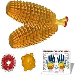 나무 고대 지압 스파이크 손 마사지기 세트 2개