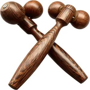 트라이올러브 2팩 웬지 우드 마사지 롤러 근육통 를 위한 듀얼 볼 지압 마사지기 발 등 목 트리거 포인트