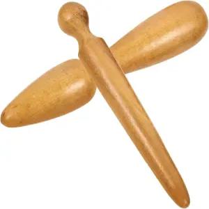 실내외 사용 근육 및 이완을 위한 발 마사지 천연 목재 도구용 힐리브드 나무 지압 스틱 2개