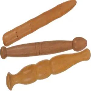 콜배스 3pcs 나무 마사지 스틱 세트 가벼운 지압 도구로 트리거 포인트 테라피 및 반사학 고유의 모양