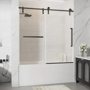 욕조 샤워 도어 5660인치 폭 x 60인치 높이의 욕조용 슬라이딩 5/16인치8mm 강화 유리 프레임리스 방폭