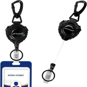 LATTHANT ID 배지 홀더 리트랙터블 31.5인치 스틸 케이블이 장착된 2팩 헤비 듀티 릴 사무용 신분증용