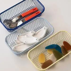 미니 직사각 레트로 파스텔톤 철제 바스켓 정리 바구니 소품 수납함 정리함 인테리어 바스켓 다용도 수납정