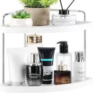 스킨케어 향수 메이크업 실버를 위한 Vtopmart 2단 욕실 조리대 정리함 베니티 드레서 선반