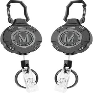 2팩 헤비 듀티 리트랙터블 키체인 ID 배지 릴랙터블 카라비너 홀더 31.5인치 스틸 코드 9.0온스