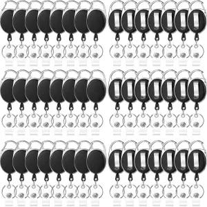 50개 배지 릴 수납식 헤비 듀티 ID 홀더 클립 열쇠고리 벌크 사무용 카라비너 랜야드 포함 사무실 직원