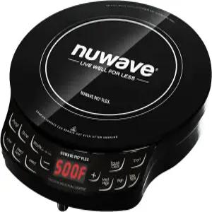Nuwave Flex 정밀 유도 쿡탑 10.25인치 깨짐 방지 세라믹 유리 6.5인치 히팅 코일 100°F에서 500°F까지