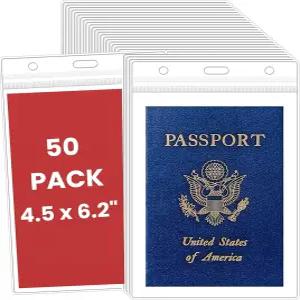 대량 50팩 여권 및 자격증 카드 소지자4.35X6.1/4.25x6/4x6 엑스트라 라지XXL 클리어 ID 이름 배지 소지자