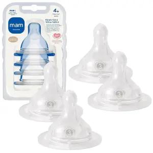 MAM 아기 젖병 젖꼭지 패스트 플로우 사이즈 3, 4개월 이상 아기용, 부드러운 BPA 프리 실리콘, 94% 젖꼭지
