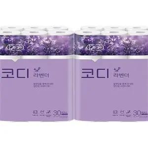 코디 라벤더 파워엠보싱 30m 30롤 x 2팩 (60롤) x3SET(SH) (46611264)