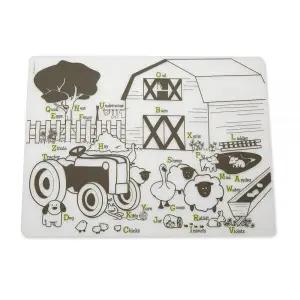 Modern 트위스트 마크 매트 100% 식품 등급 실리콘, 방수 및 재사용 가능한 아동용 컬러 시트 - 농장 친구