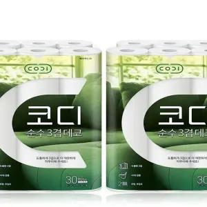 코디 순 수 3겹데코 화장지 30m30롤2개 두루마리휴지 x3SET(SH) (46611273...