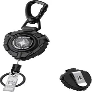 벨트 클립이 있는 리트랙터블 키체인 헤비 듀티 카라비너 배지 홀더 32인치 스틸 코드가 전술 ID 릴