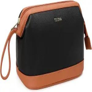텔레나 메이크업 가방 대용량 여행용 화장품 휴대용 PU 가죽 방수 정리 손잡이와 칸막이가 있는