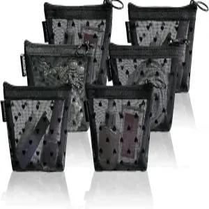 트라콴 미니 메시 하트 메이크업 가방 세트 지퍼가 달린 화장품 립스틱 액세서리 정리 여행용 파우치