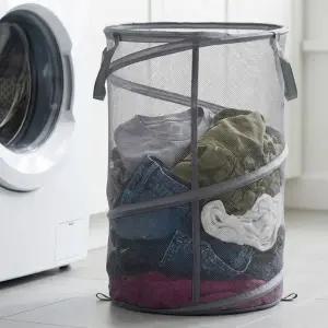 ( )접이식 빨래 세탁 바구니 거치형 통기성 메쉬 의류 보관용 접이식